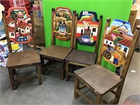 Spanish Style Table Chairs lot of 4