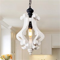 Farmhouse Wooden Pendant Light, French Country Off