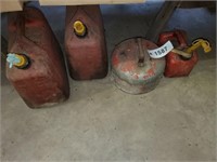 LOT OF 4 PLASTIC AND METAL FUEL CANS