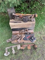 PRIMITIVE LOT WITH WOOD PLANERS/DRILLS ETC