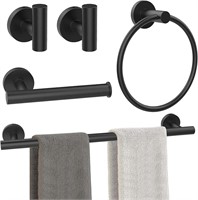 5pc Bathroom Set: Rack, Bar, Ring, 2 Hooks