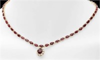 Certified 29.50 Cts Natural Ruby Diamond Necklace