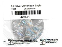 2001 Uncirculated Silver Eagle in Littleton Coin