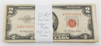 (25) $2 Red Seal Legal Tender 1953 U.S. Notes