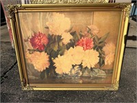 Vintage Floral Print, Gold Color Frame