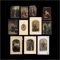 Group of 11 Tintype Portrait Photographs