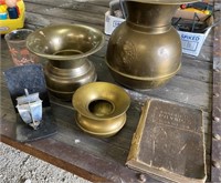 Brass Spittoons &  Bookend