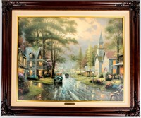 Art Kinkade Hometown Evening Litho on Canvas COA