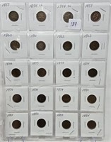 20 Different Cents (1857-1884, Some Semi-Keys)