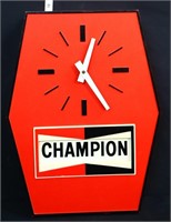 Vintage Champion red plastic battery op adv clock