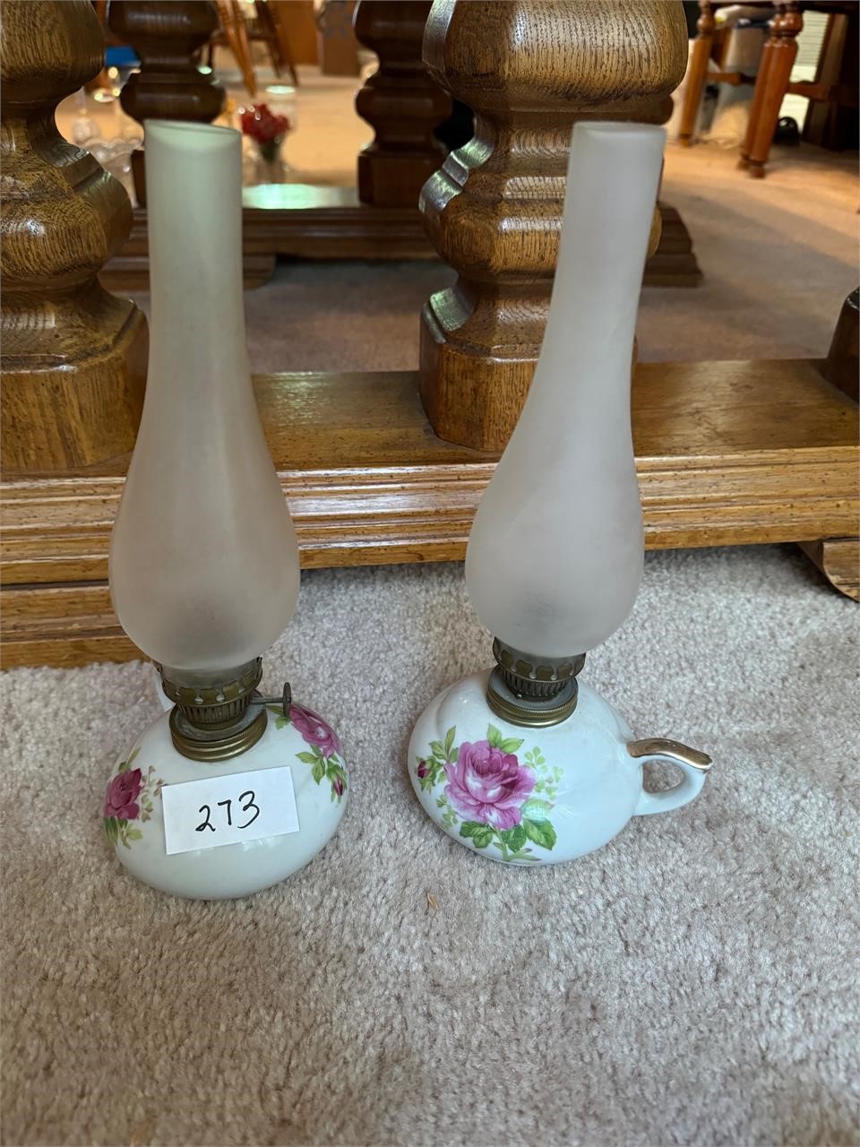 2 MATCHING OIL LAMPS WITH GLOBES