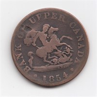 1854 Upper Canada Half Penny Token