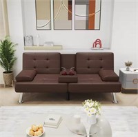 65 in. Convertible Folding Futon Sofa Bed, Brown