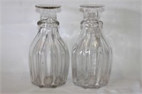 Pair of Mid Victorian Moulded Glass Carafes,