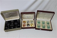 Three Cased Moser Crystal Glasses Sets,