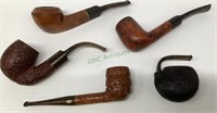 Great lot of five vintage pipes including a