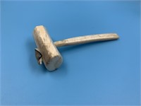 Fossilized Walrus Ivory gavel with a small blue iv