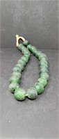 Large green glass beaded necklace