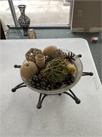 Metal and Glass Bowl Centerpiece