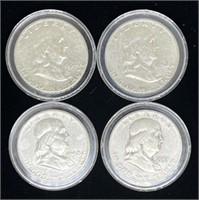 (Q) Franklin Silver half Dollars 1953-D, 1952-D,