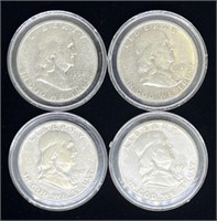 (Q) Franklin Silver Half Dollars 1952-S, 1940-D,