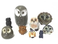 9 Pottery, Stone & Other Owl Figures