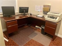 2-Pc Wood Office L-Desk w/4-Drawers