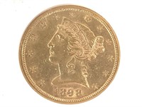 1898-S $5 Gold Half Eagle NGC AU55