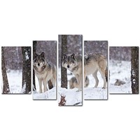 5 Pieces Wolf Modern Canvas Painting Wall Art The