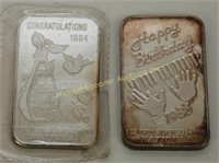 TWO CANADIAN ONE TROY OUNCE SILVER BARS