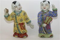 TWO VINTAGE HAND PAINTED ORIENTAL CHINA FIGURINES