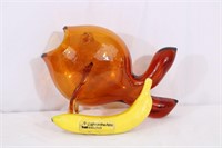 Hand-Blown BLENKO Tangerine Art Glass Fish Vase