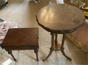 Midcentury Carved Wooden Side Tables, 16x12x18in