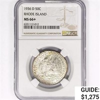 1936-D Rhode Island Half Dollar NGC MS66+