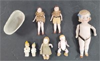7 Antique Tiny Bisque German Dolls