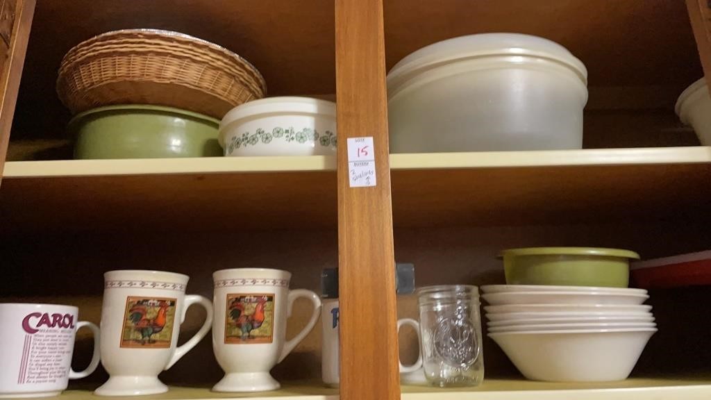 Bowls, plastic containers, mugs - variety of