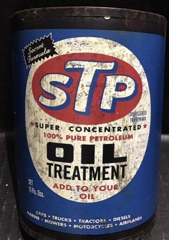 HALF OIL CAN DECOR:  STP OIL TREATMENT