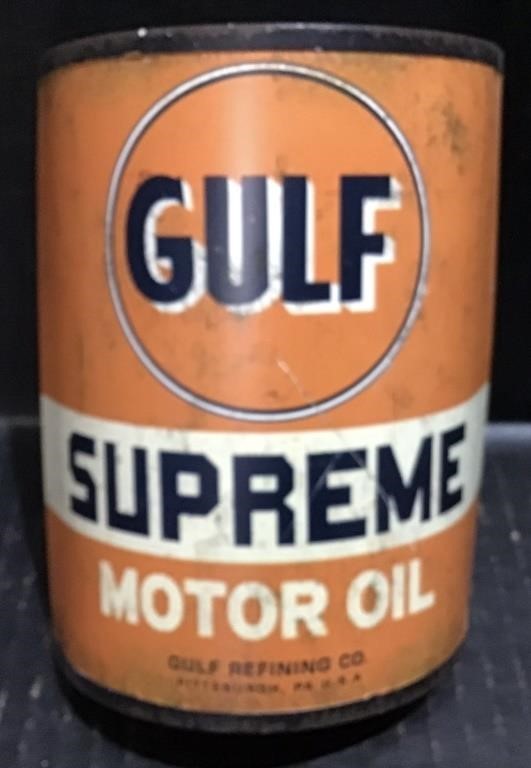 HALF OIL CAN DECOR:  GULF SUPREME