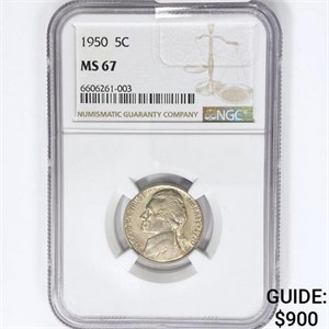 1950 Jefferson Nickel NGC MS67