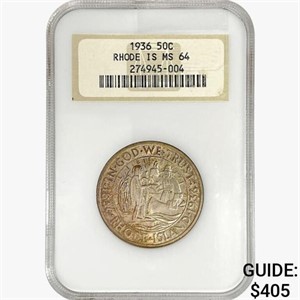 1936 Rhode Island Half Dollar NGC MS64