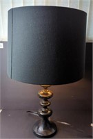 Wood Base Black Shade Table Lamp