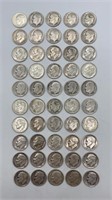 (50) Pre 1965 Roosevelt Dimes