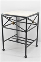 Heavy Indoor/Outdoor Square Side Table w/Marble