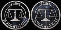 (2) 1 OZ .999 SILVER POLICE ROUNDS