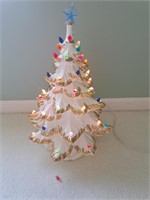 Ceramic White & Gold Christmas tree 18in h