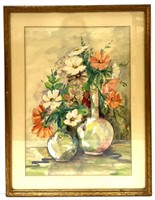 19th Century R. Morgan Still life Watercolor