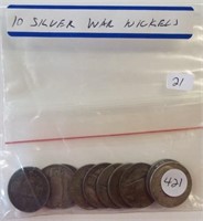 (10) Silver war nickels.