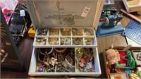 Jewelry Box Filled with Earrings, Pins and More