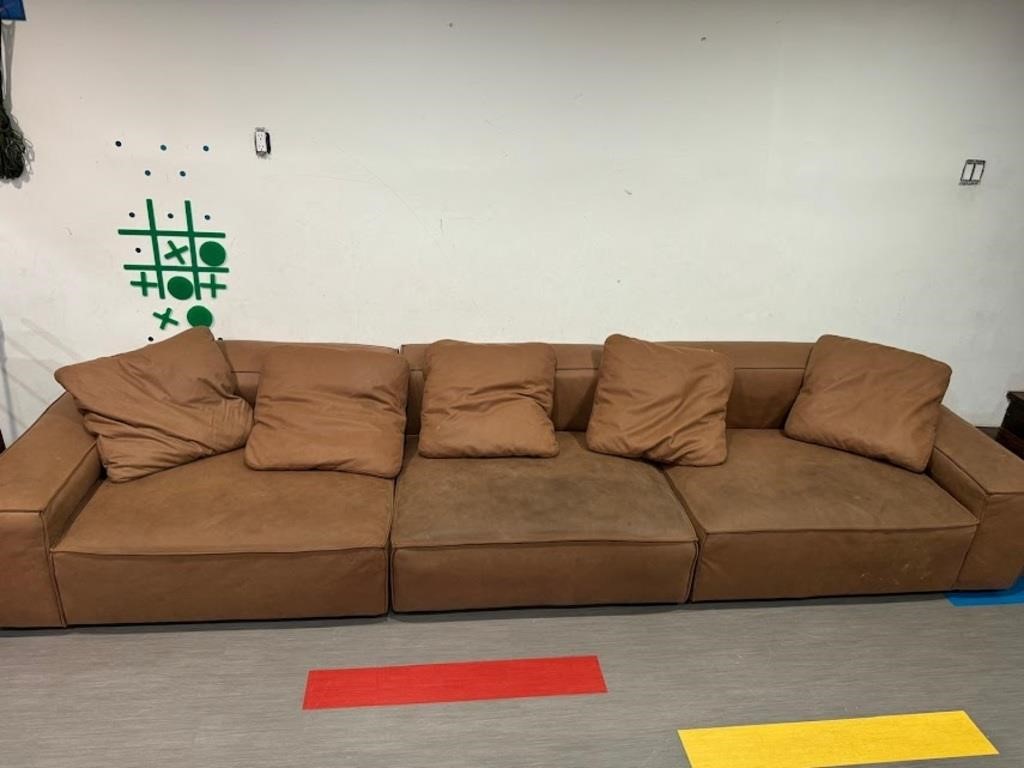 3 SECTIONAL BROWN SOFA 142" X 40" X 25" TALL