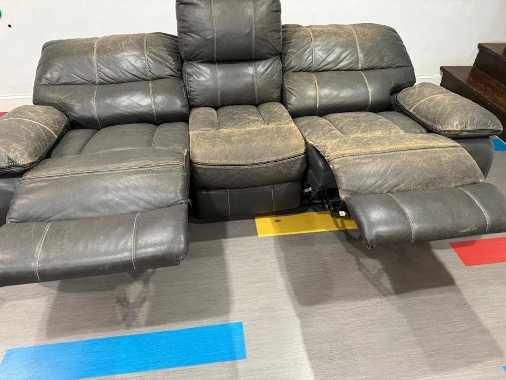 BLACK DOUBLE RECLINING SOFA 84" X 44" X 38" TALL